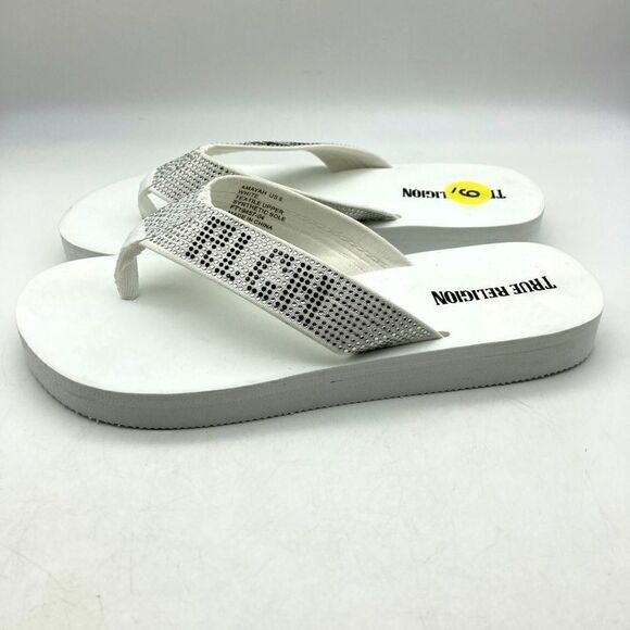NWT True Religion Amayah Embellished White Sandals Size 9M - Picture 2 of 7